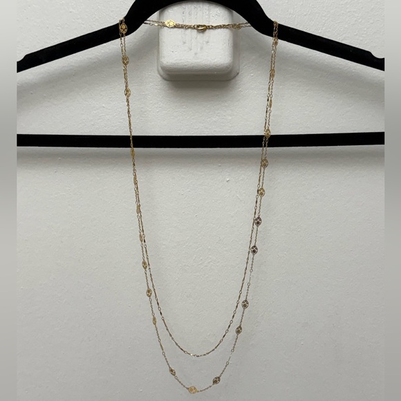 Gold-Tone Double Strand Long Necklace - Picture 6 of 7
